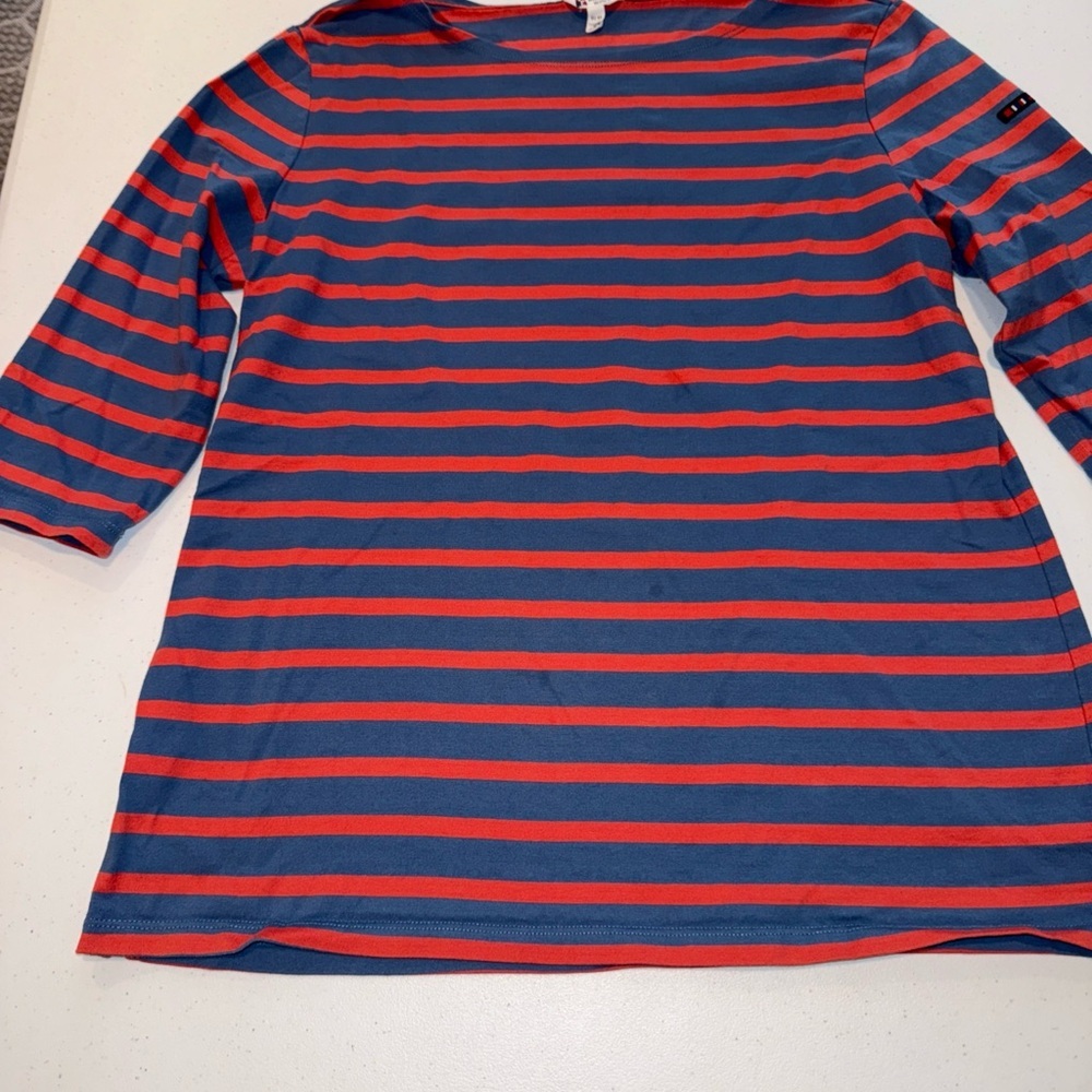 Batela‎ Sea Style Women Sz 44 Top Striped Sz 10/12 USA Nautical Crew Neck